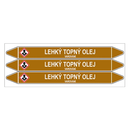 Značení potrubí, lehký topný olej,3 ks, 355 × 37 mm